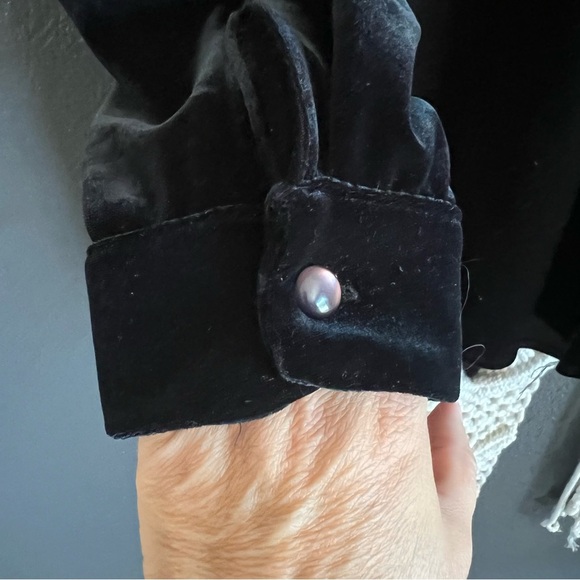 Christie And Jill Black Velvet Blouse XL Glam Rock Goth Holiday - Picture 4 of 5